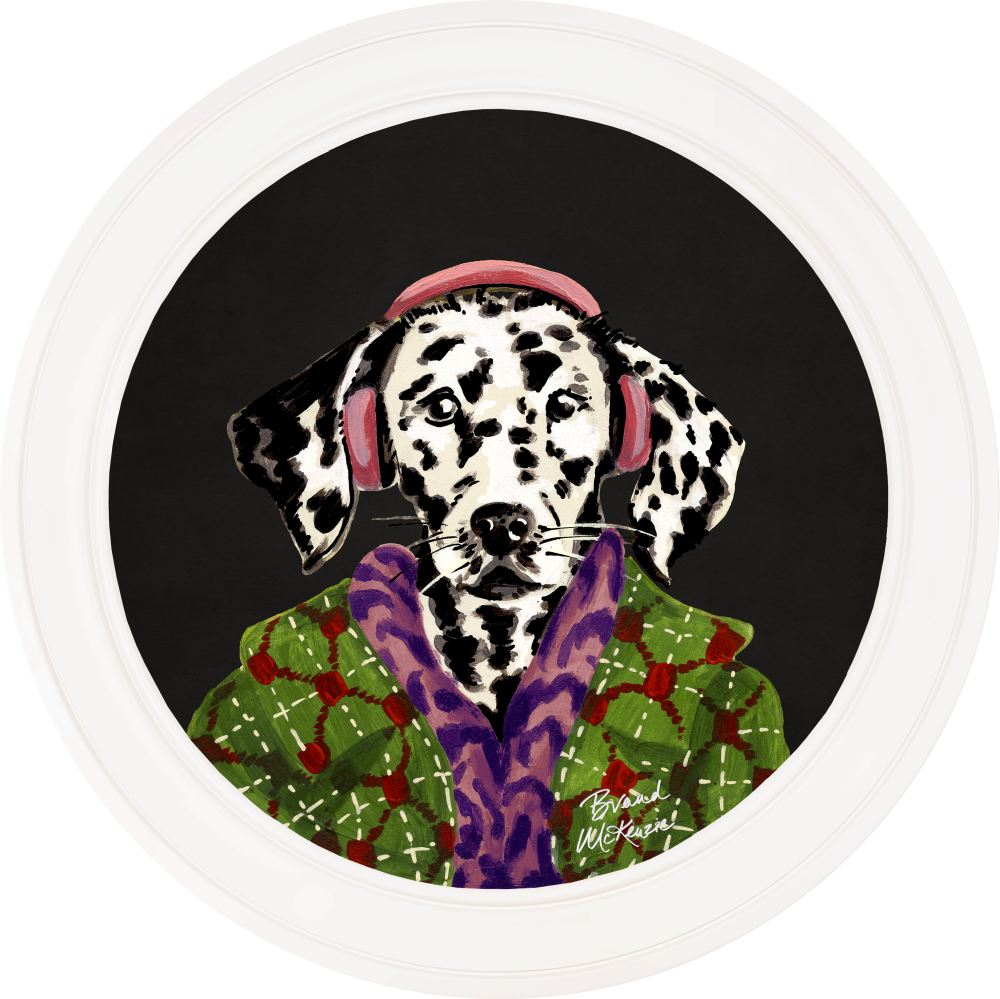 Brand McKenzie Fine China Dylan Framed Round Art Print with Charcoal Black Background