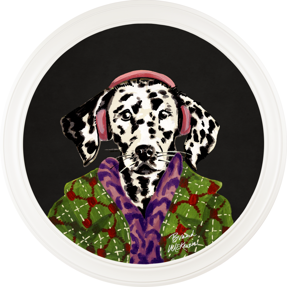 Brand McKenzie Fine China Dylan Framed Round Art Print with Charcoal Black Background