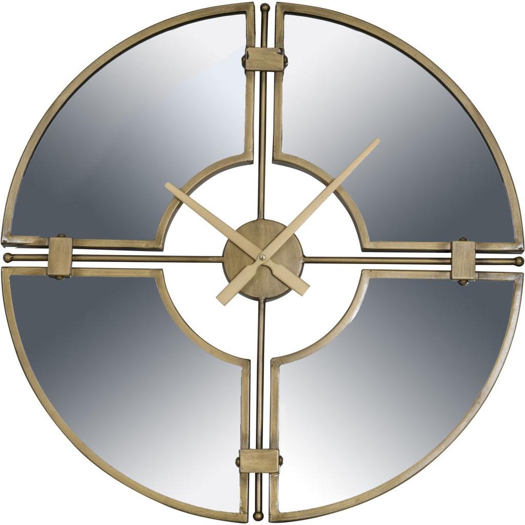 Dynasty Gold Round Mirrored Wall Clock-Beaumonde