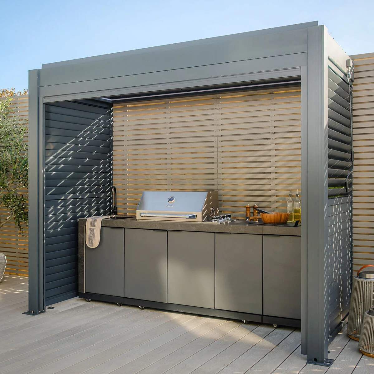 Maze - Eden Aluminium BBQ Shelter 3m x 1.4m Pergola