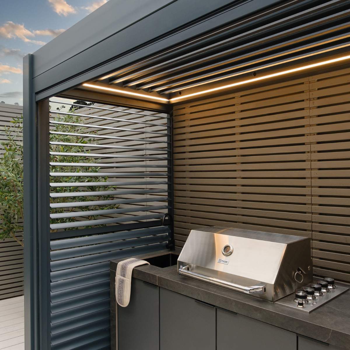 Maze - Eden Aluminium BBQ Shelter 3m x 1.4m Pergola