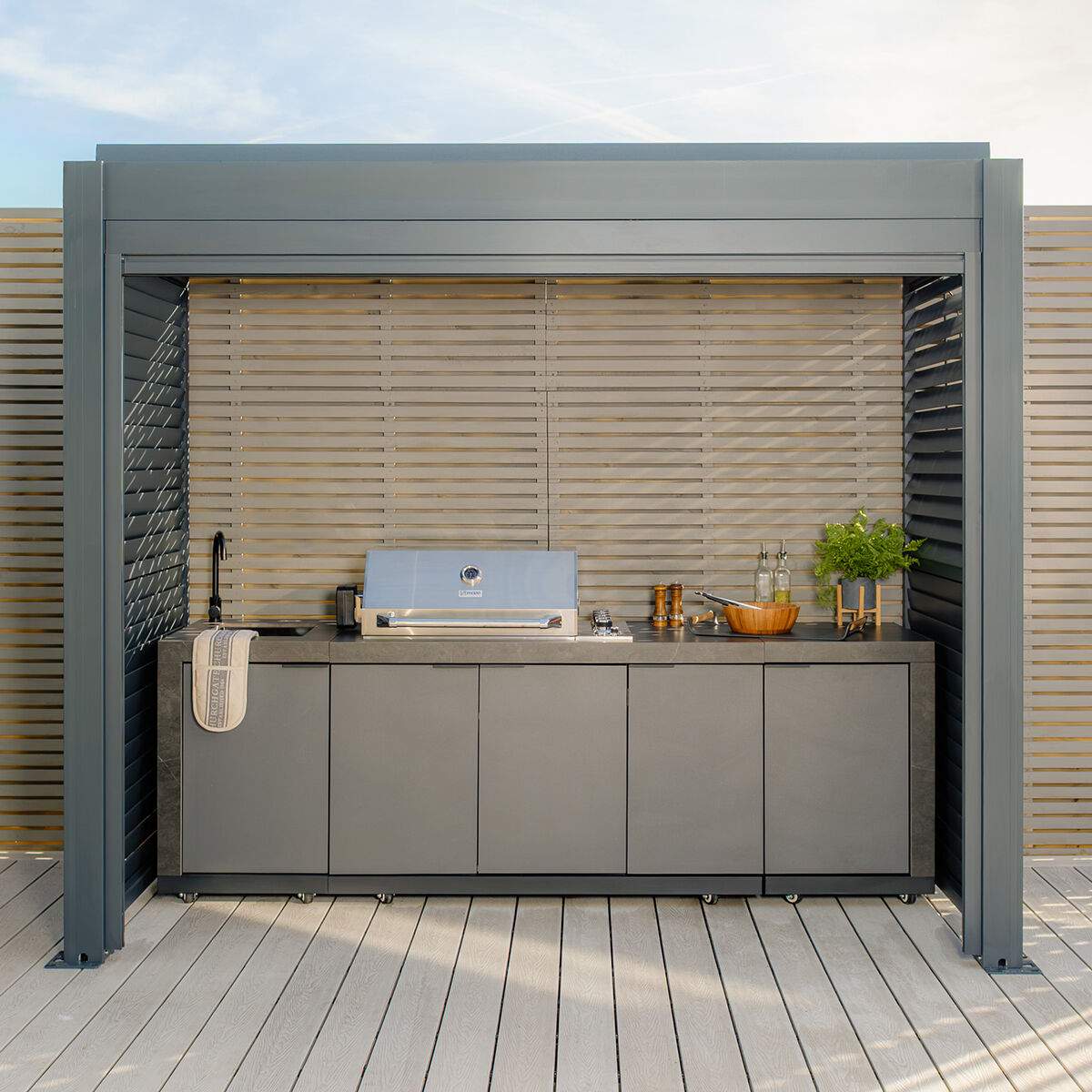 Maze - Eden Aluminium BBQ Shelter 3m x 1.4m Pergola