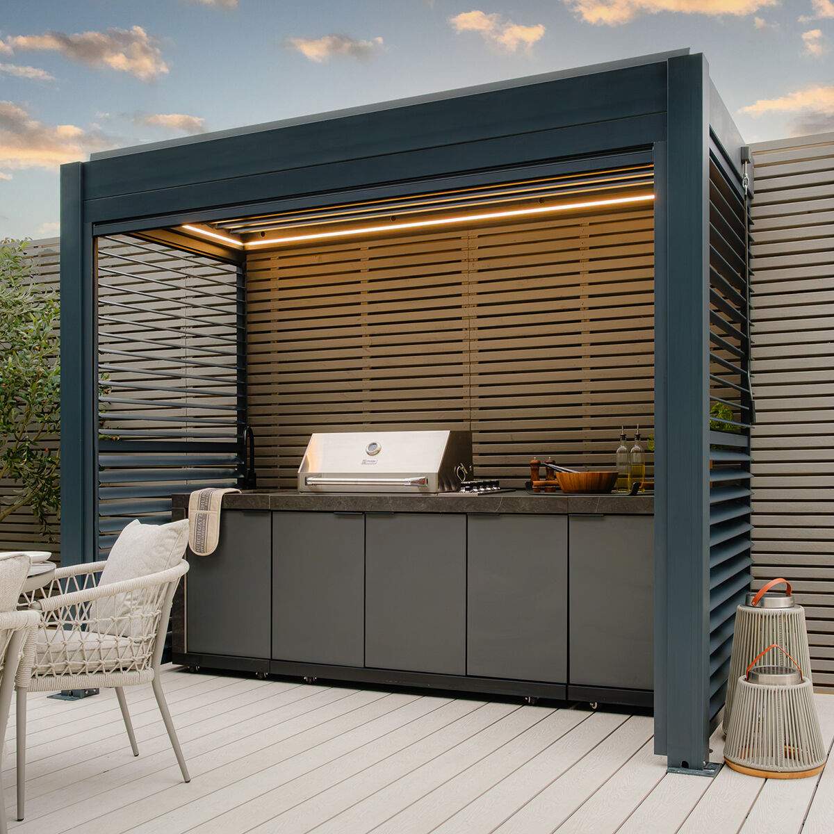 Maze - Eden Aluminium BBQ Shelter 3m x 1.4m Pergola