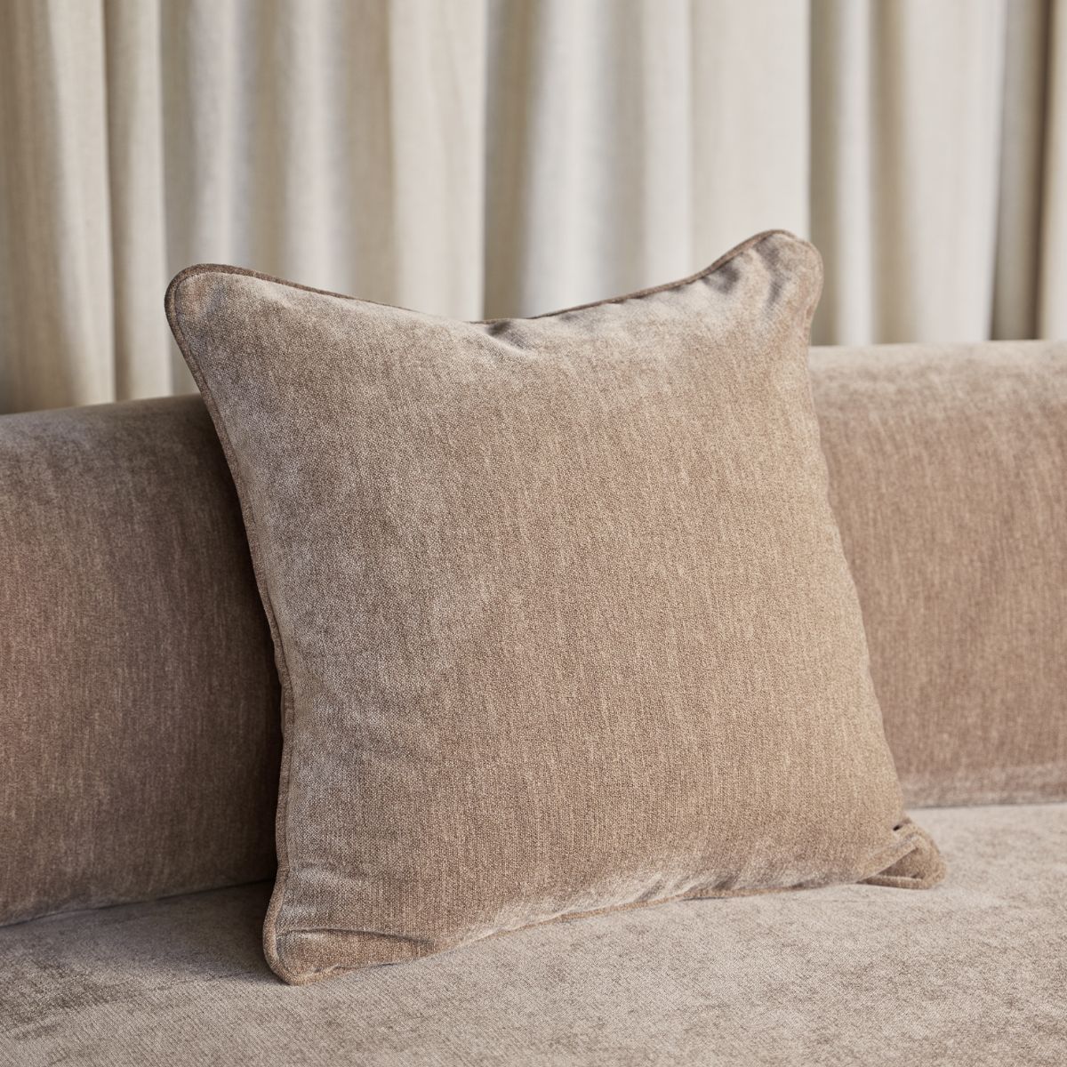 Libra Interiors Eden Cushion in Mocha Velvet 47x47cm - Set of 2