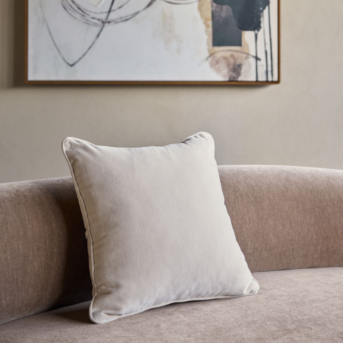 Libra Interiors Eden Cushion in Warm Stone Velvet 47x47cm - Set of 2