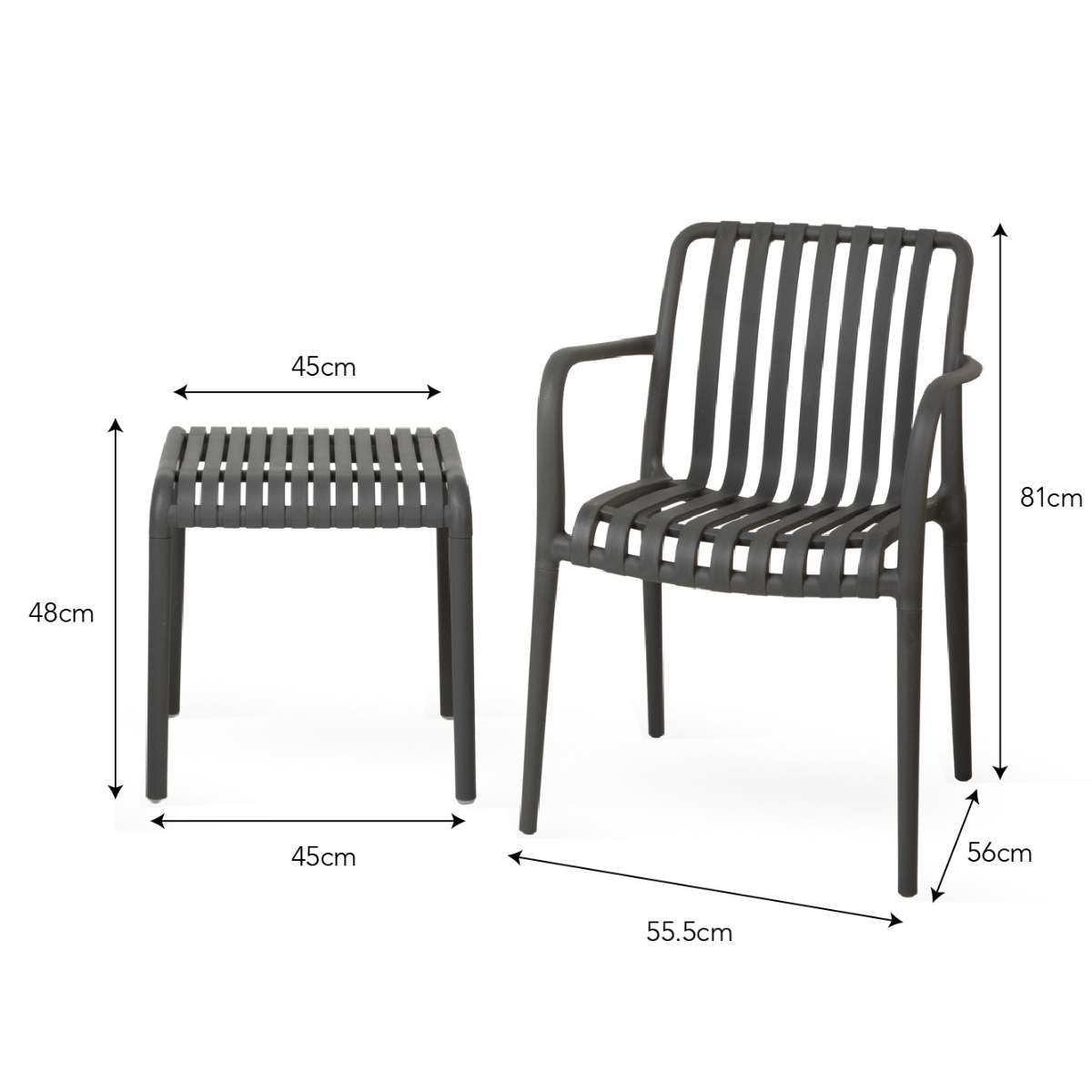 Garden Trading Edgeworth Armchair & Side Table Set Carbon