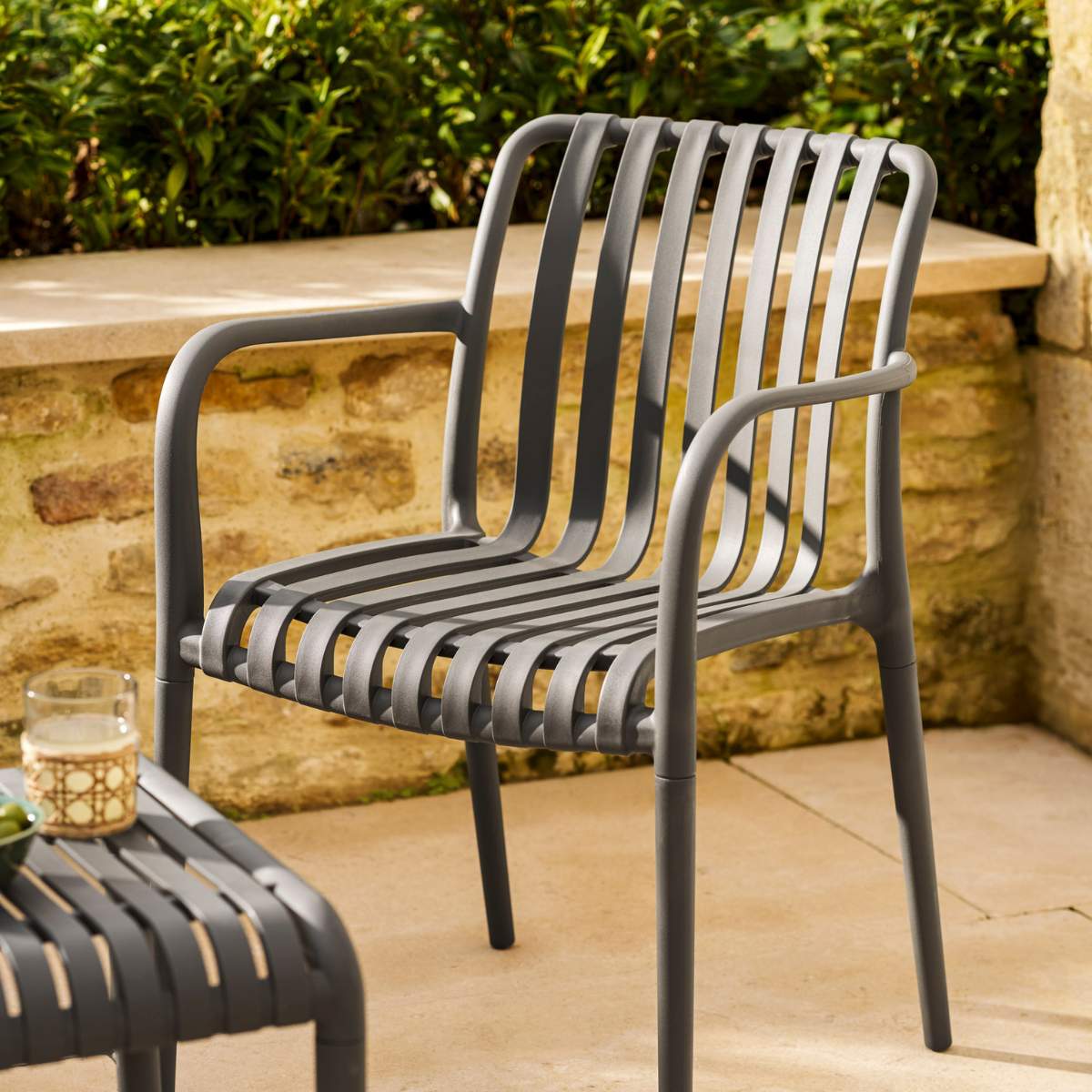 Garden Trading Edgeworth Armchair & Side Table Set Carbon