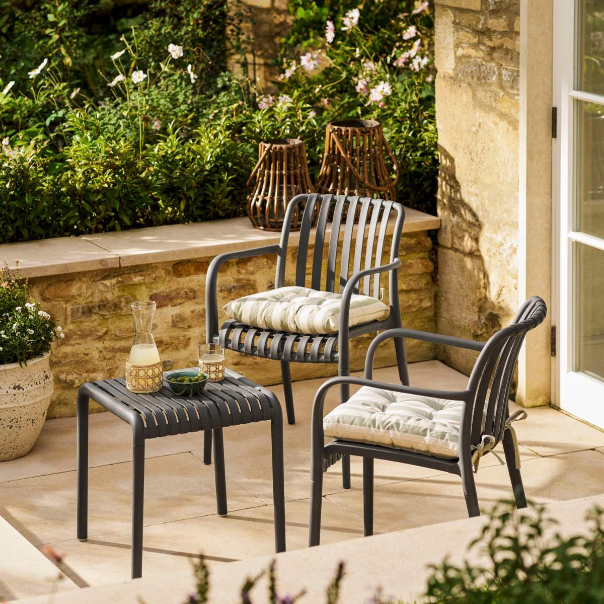 Garden Trading Edgeworth Armchair & Side Table Set Carbon