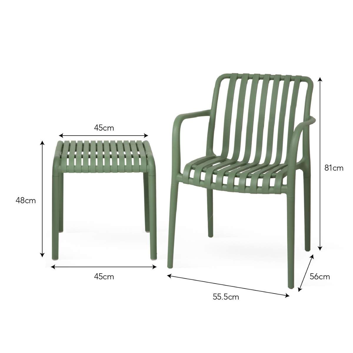 Garden Trading Edgeworth Armchair & Side Table Set Forest Green