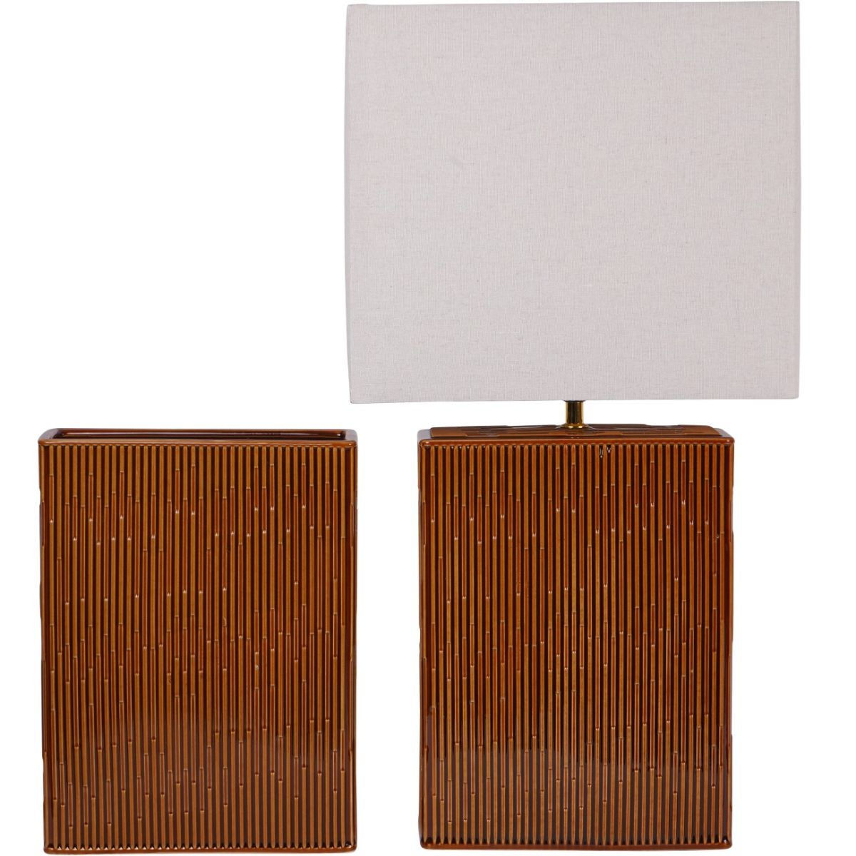 Libra Interiors Elk Square Ceramic Lamp Terracotta with Shade E27 60W