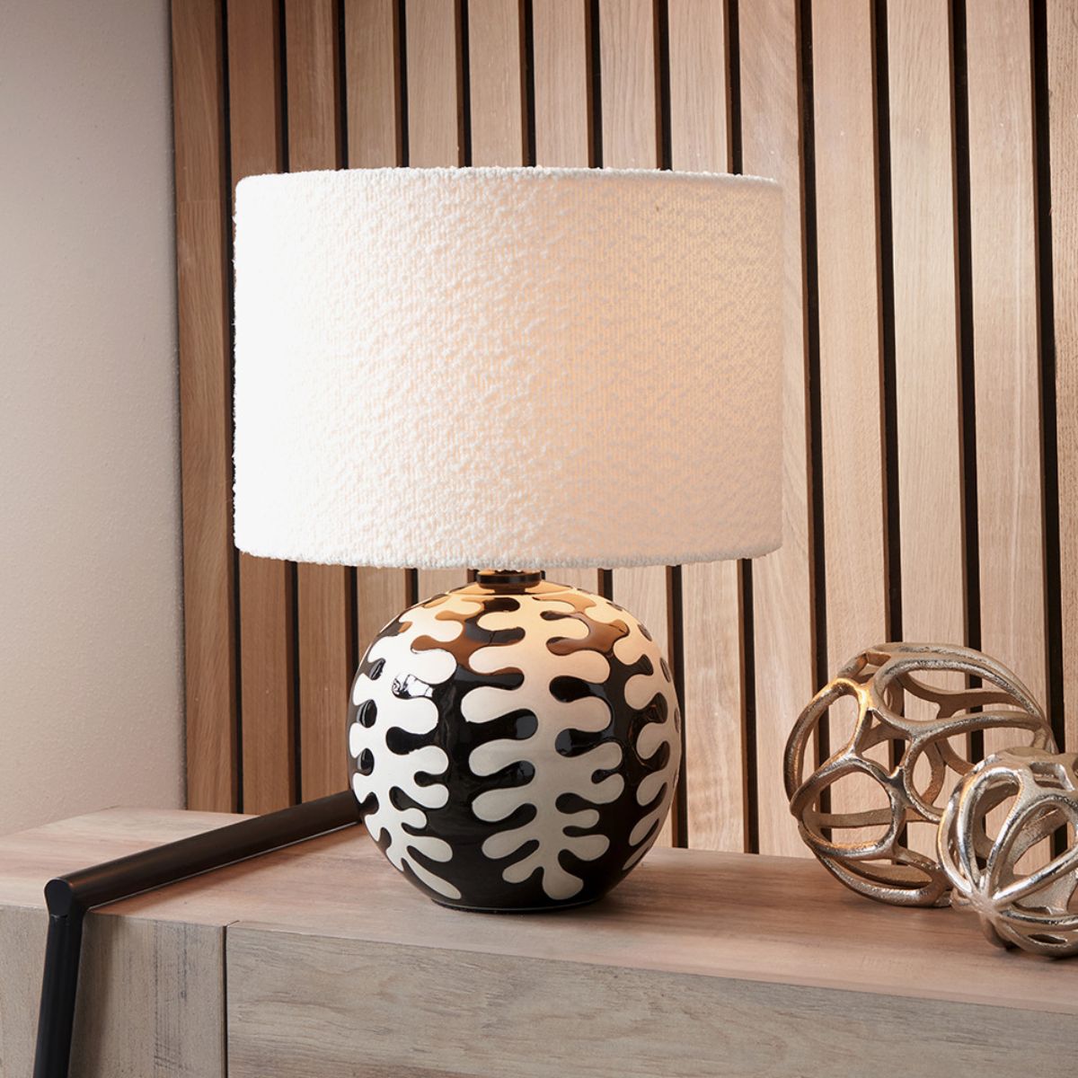 Pacific Lifestyle Elkorn Black and White Coral Ceramic Table Lamp Base