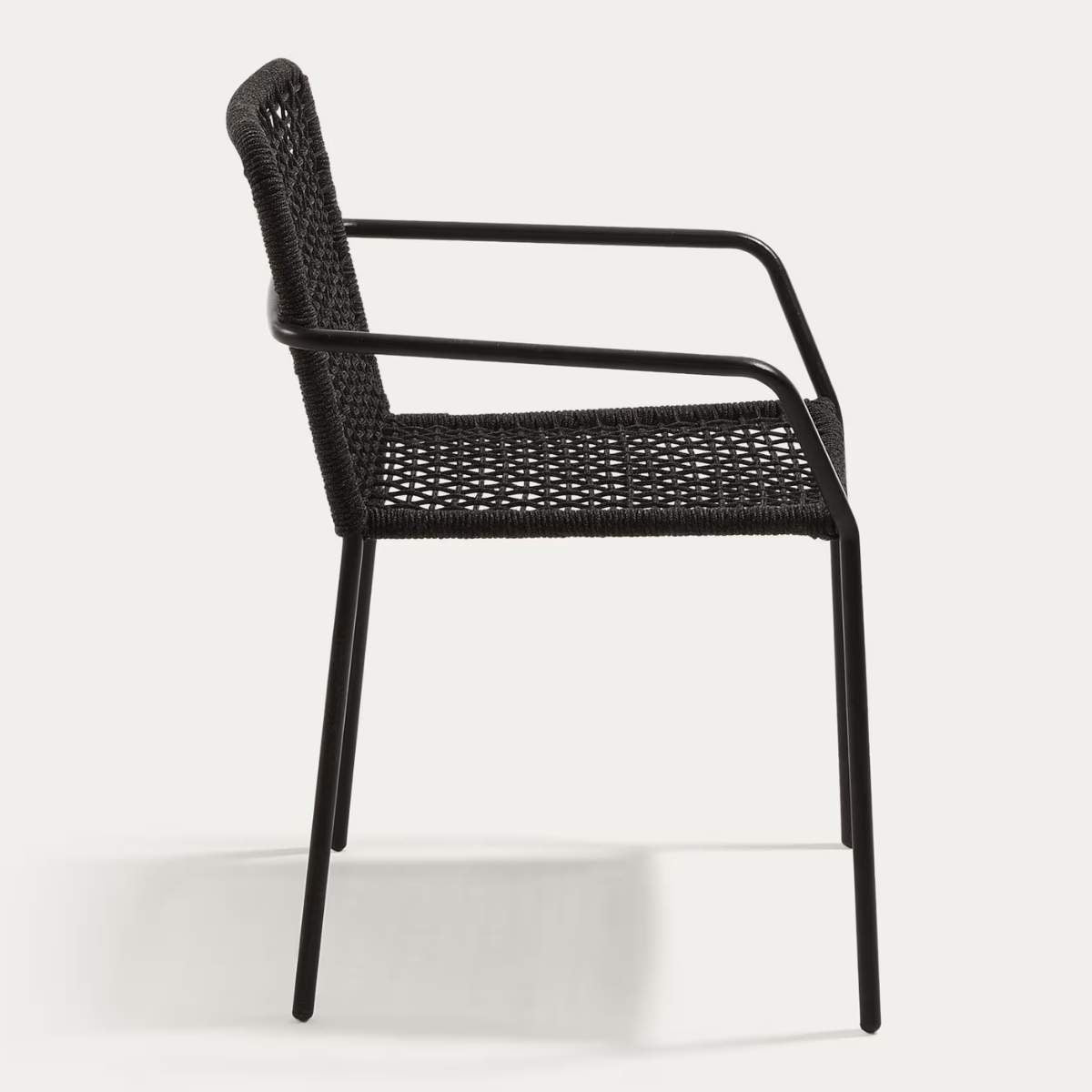 Kave Home Ellen stackable outdoor chair in black cord and galvanised steel