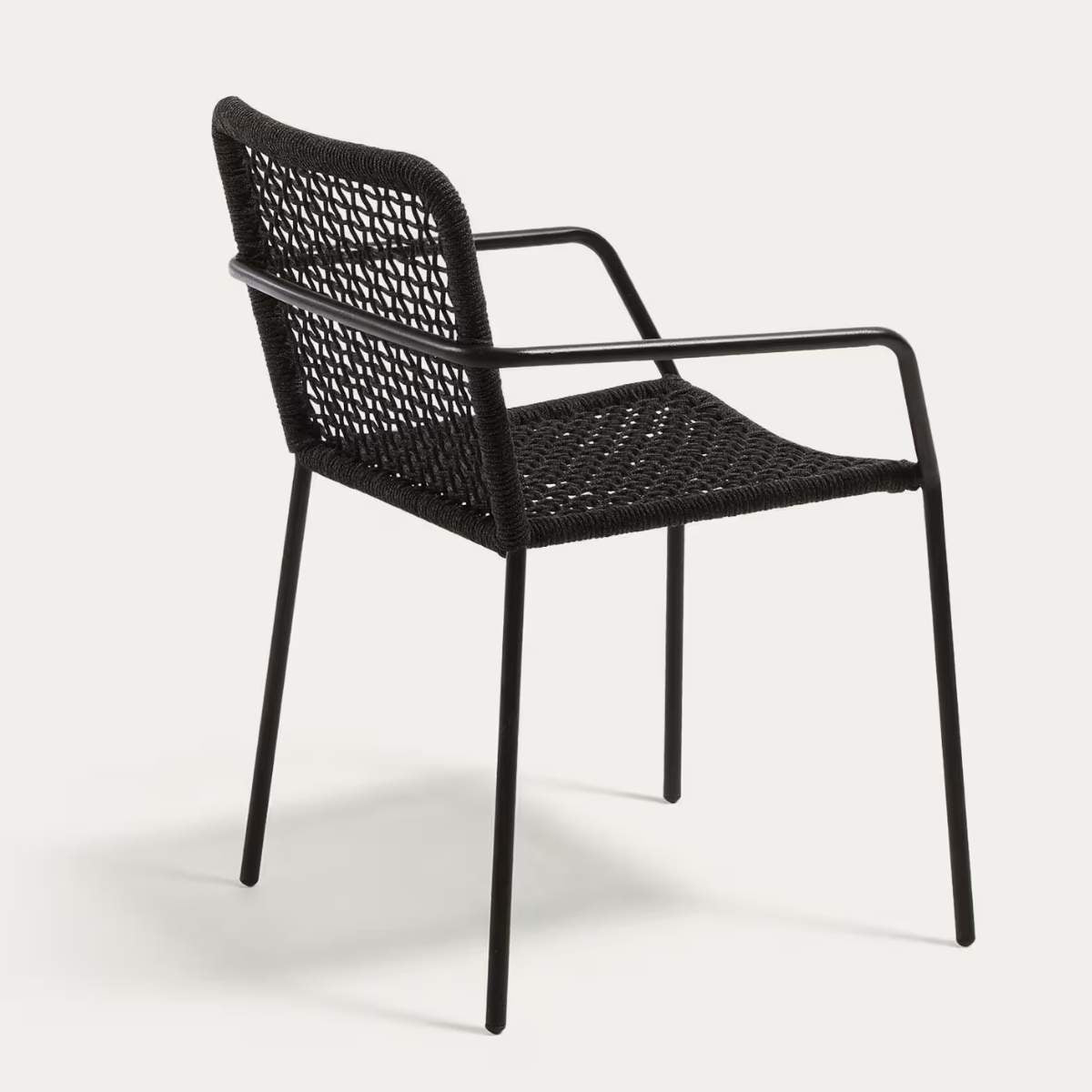 Kave Home Ellen stackable outdoor chair in black cord and galvanised steel