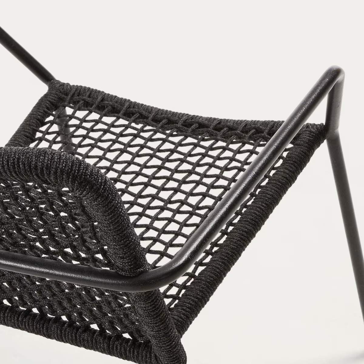Kave Home Ellen stackable outdoor chair in black cord and galvanised steel
