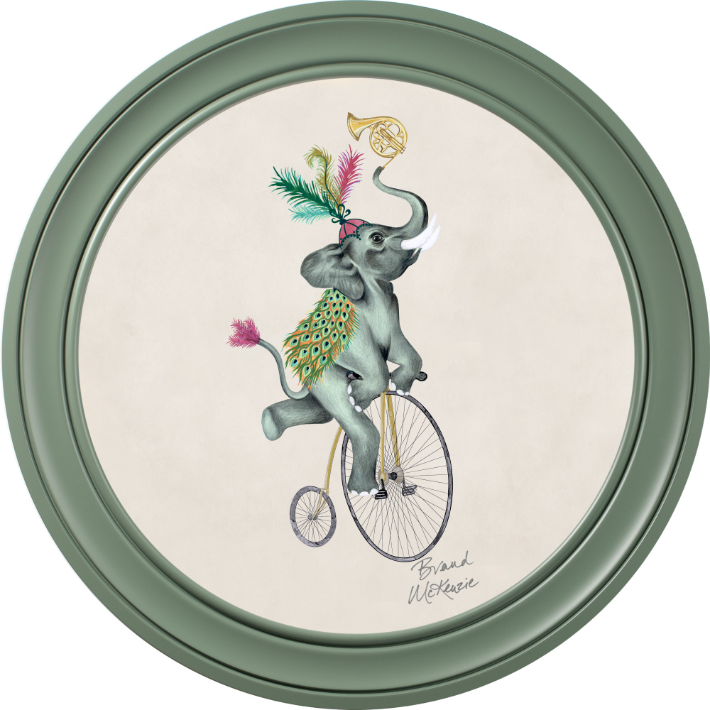 Brand McKenzie Balancing Act Elliot Framed Round Art Print with Chalk White Background