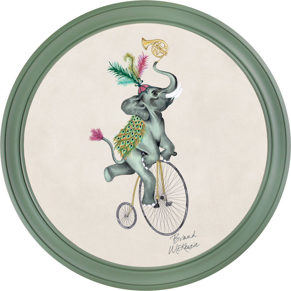 Brand McKenzie Balancing Act Elliot Framed Round Art Print with Chalk White Background