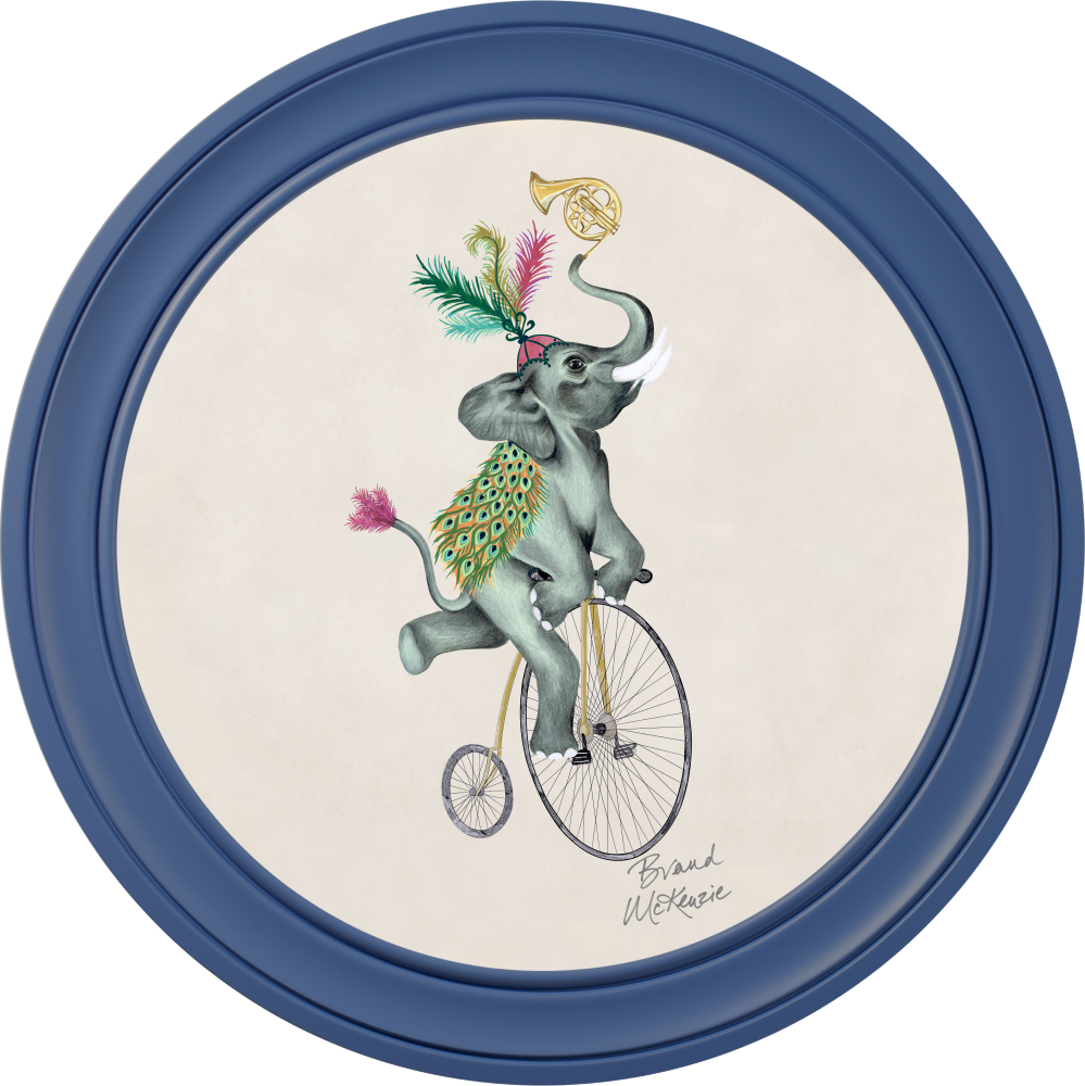 Brand McKenzie Balancing Act Elliot Framed Round Art Print with Chalk White Background