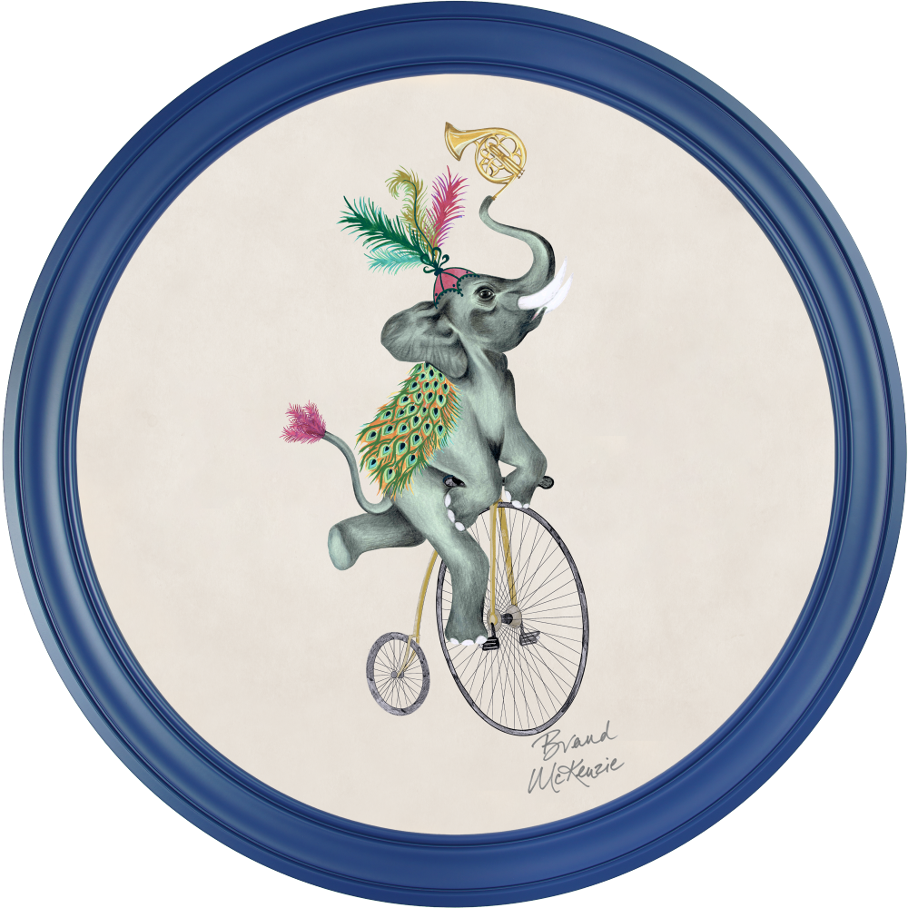 Brand McKenzie Balancing Act Elliot Framed Round Art Print with Chalk White Background