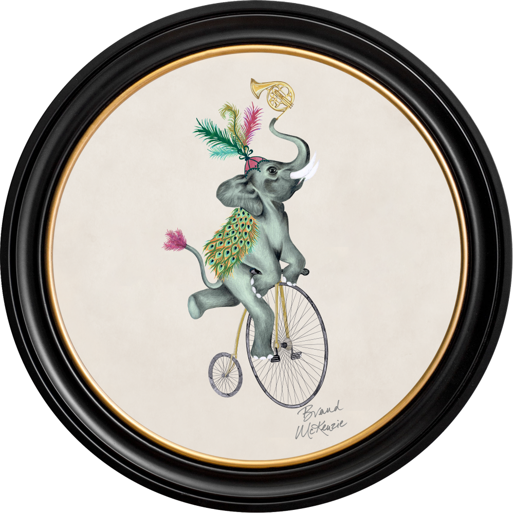 Brand McKenzie Balancing Act Elliot Framed Round Art Print with Chalk White Background