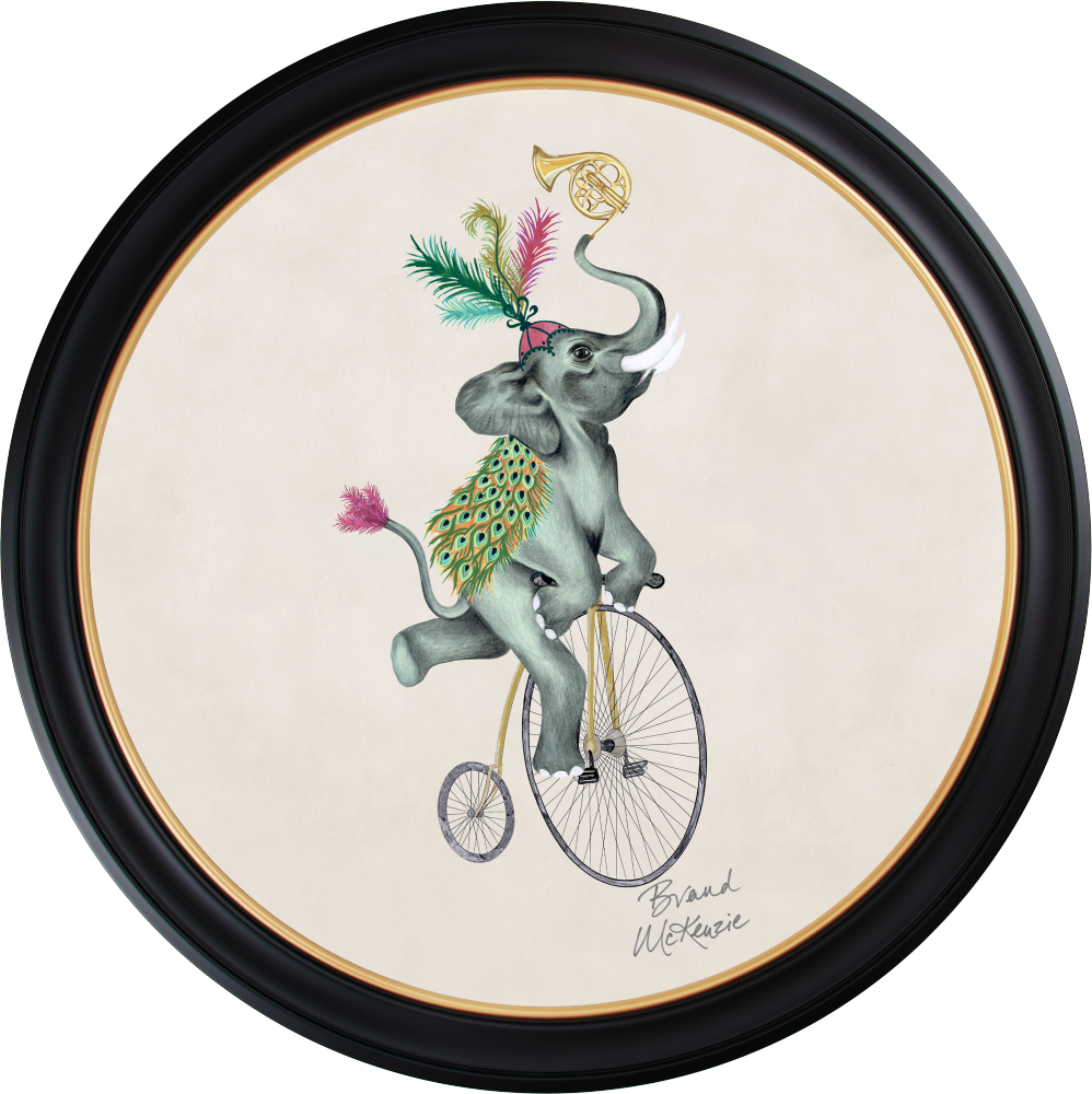 Brand McKenzie Balancing Act Elliot Framed Round Art Print with Chalk White Background
