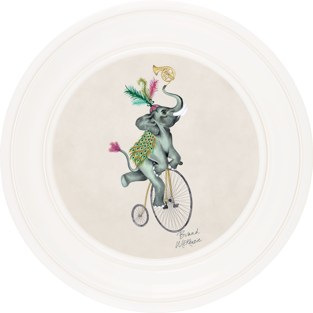 Brand McKenzie Balancing Act Elliot Framed Round Art Print with Chalk White Background