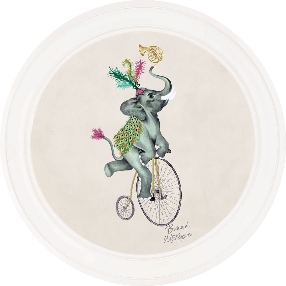 Brand McKenzie Balancing Act Elliot Framed Round Art Print with Chalk White Background
