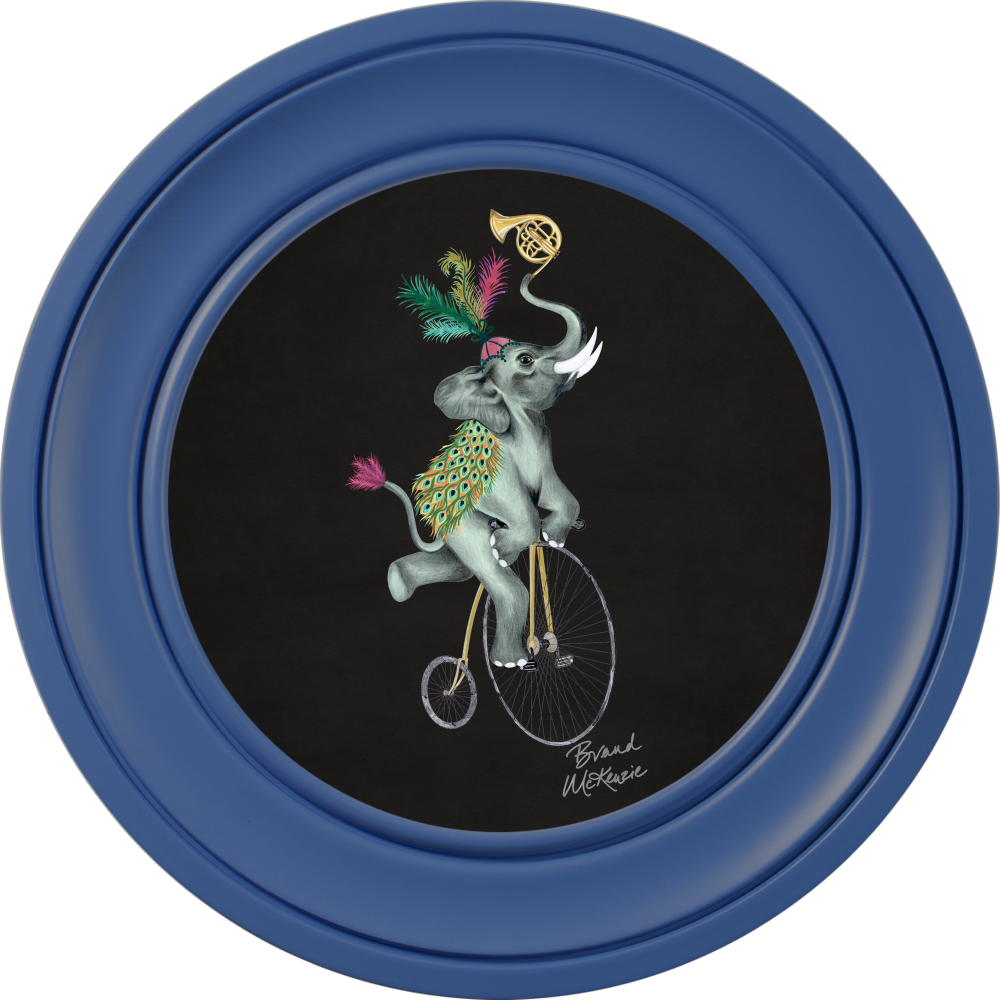 Brand McKenzie Balancing Act Elliot Framed Round Art Print with Charcoal Black Background