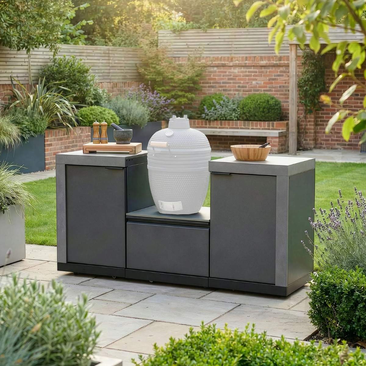 Maze - Ember Small Linear Outdoor Kitchen Kamado Set - Grey