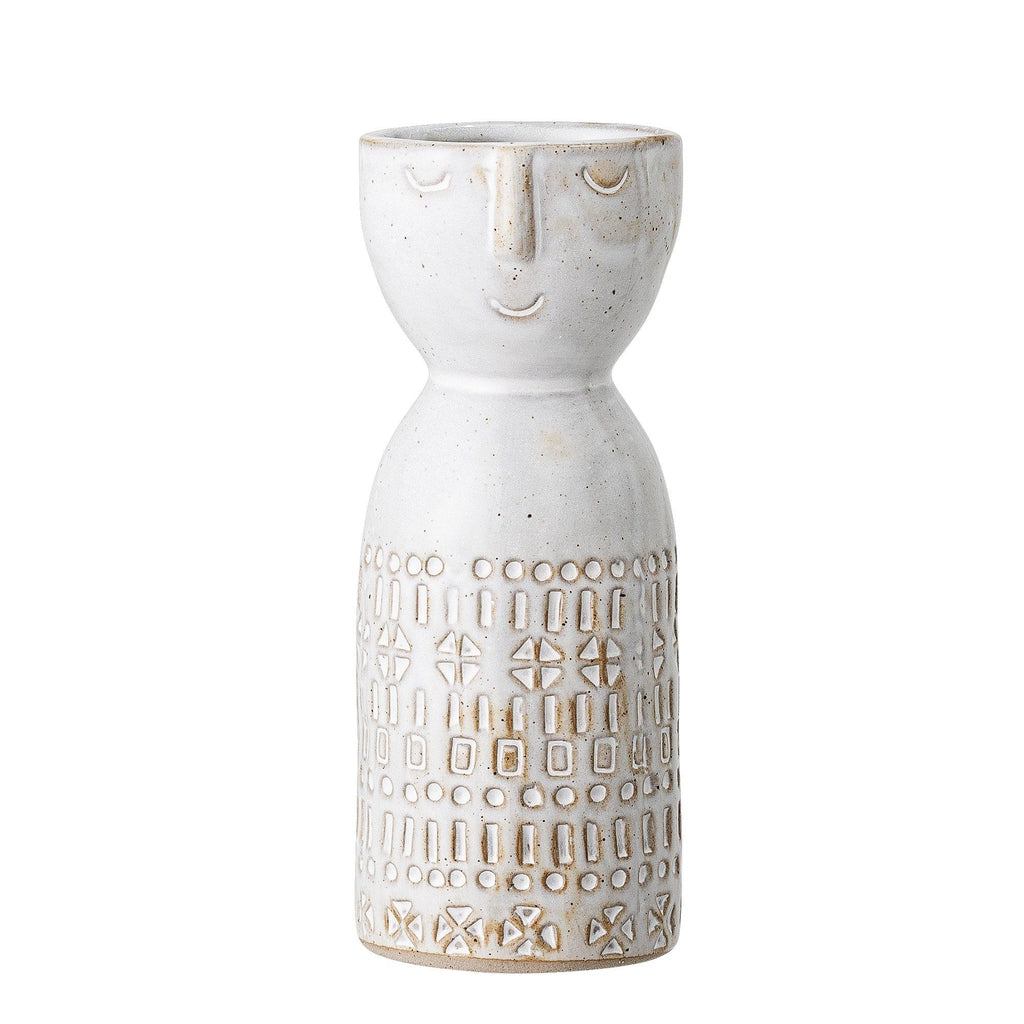 Embla Scooped Face White Ceramic Vase-Beaumonde