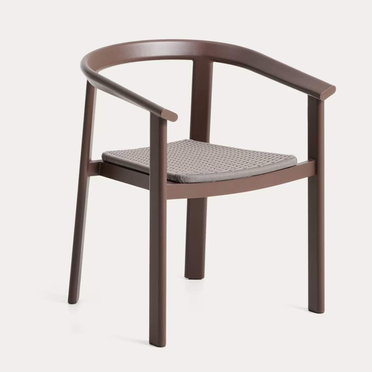 Kave Home Erice stackable outdoor chair in aluminium and ecru rope