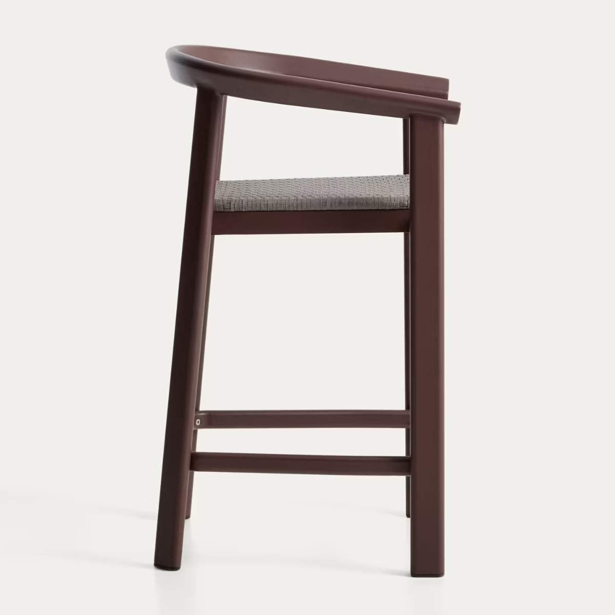 Kave Home Erice stool in aluminium and ecru rope cord 65cm