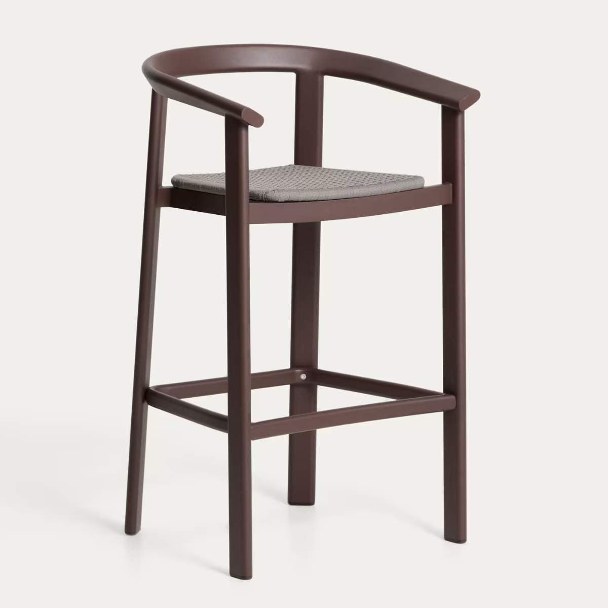 Kave Home Erice stool in aluminium and ecru rope cord 75cm