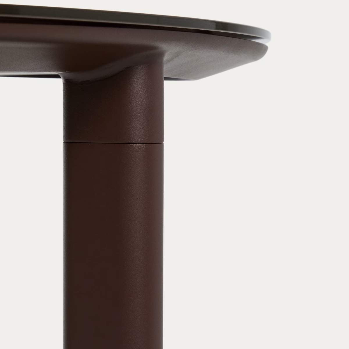 Kave Home Erice oval table in aluminium and ecru tempered glass 180 x 90 cm