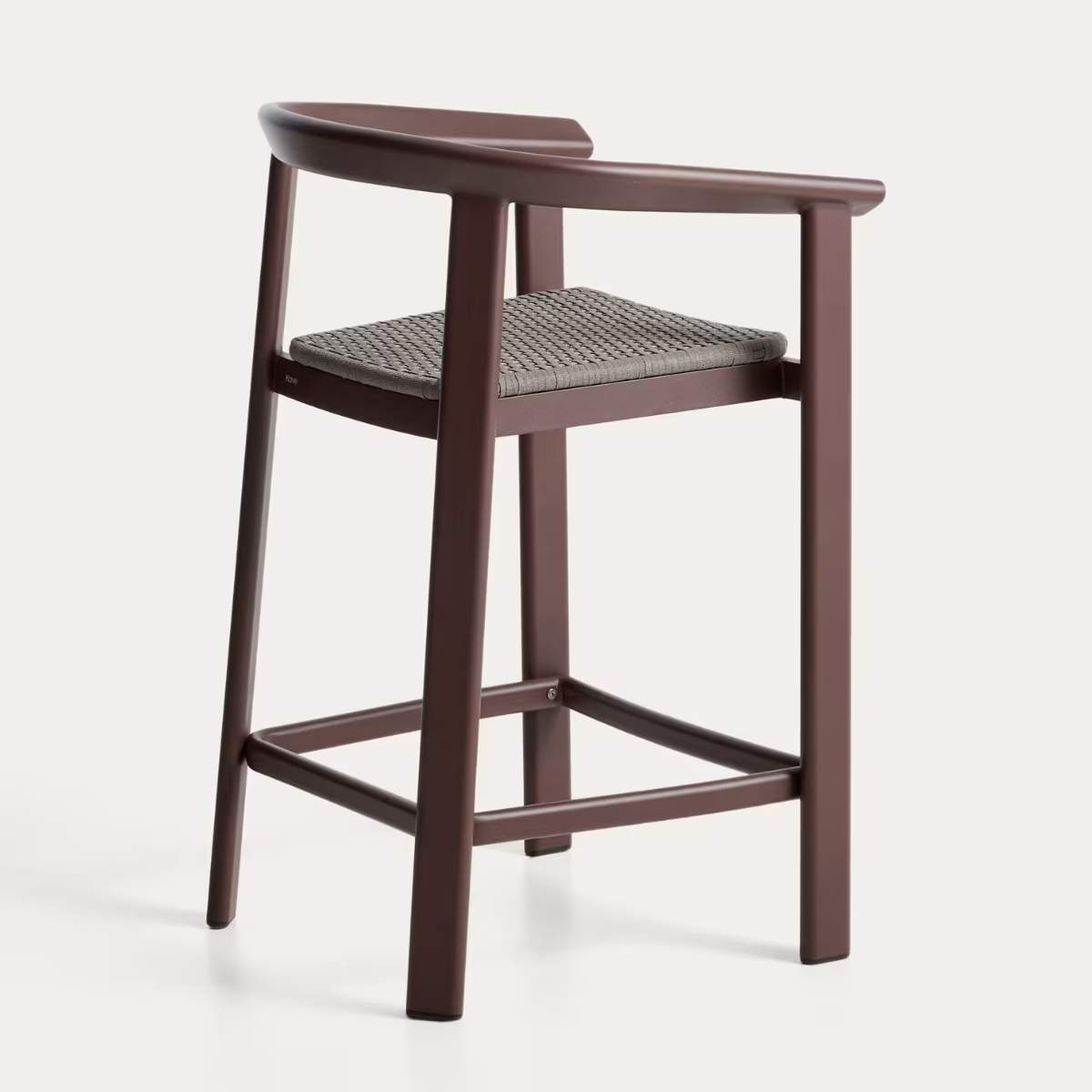 Kave Home Erice stool in aluminium and ecru rope cord 65cm