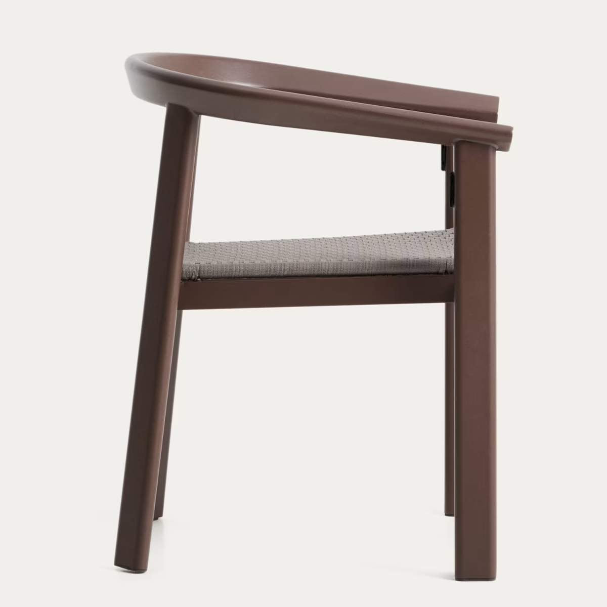 Kave Home Erice stackable outdoor chair in aluminium and ecru rope