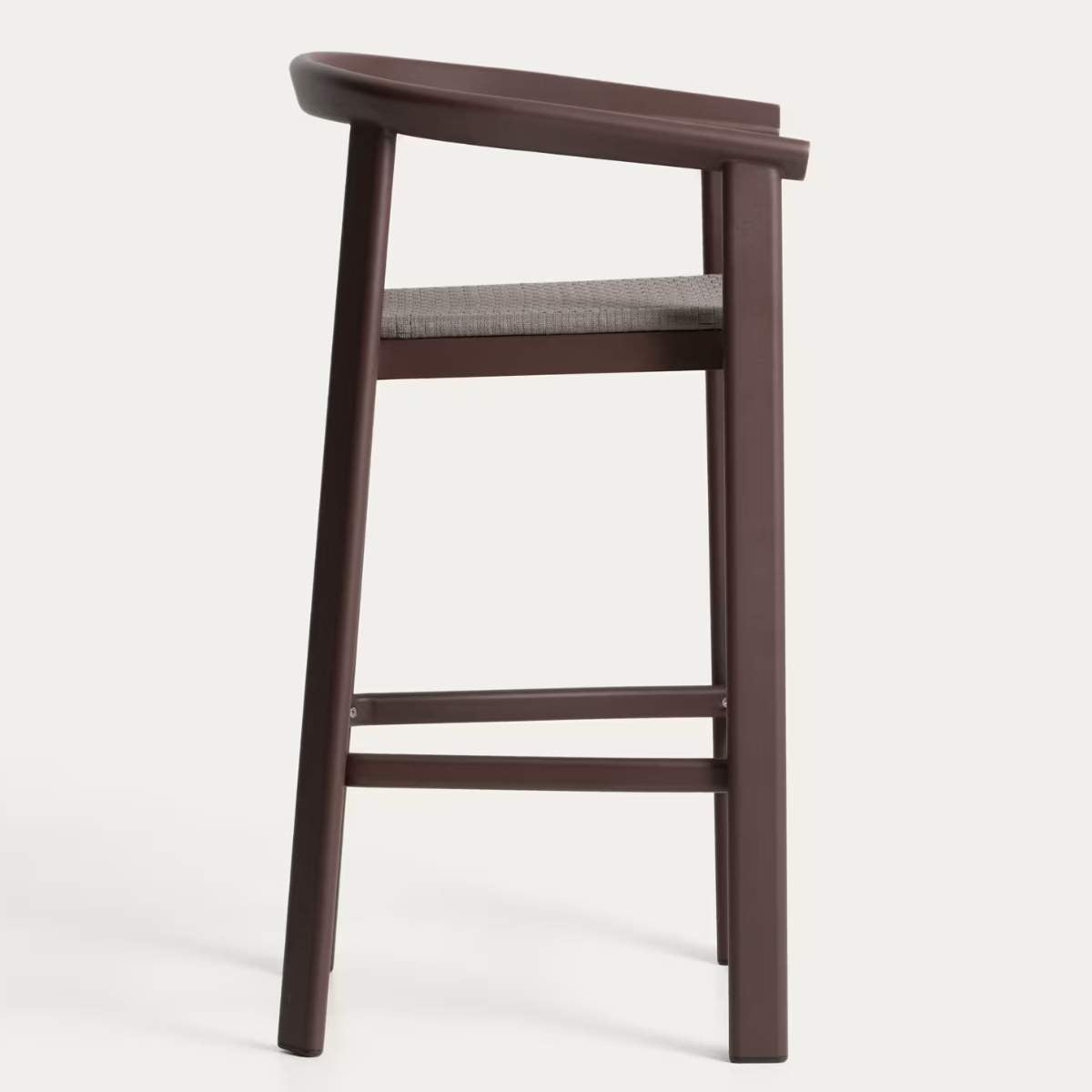 Kave Home Erice stool in aluminium and ecru rope cord 75cm