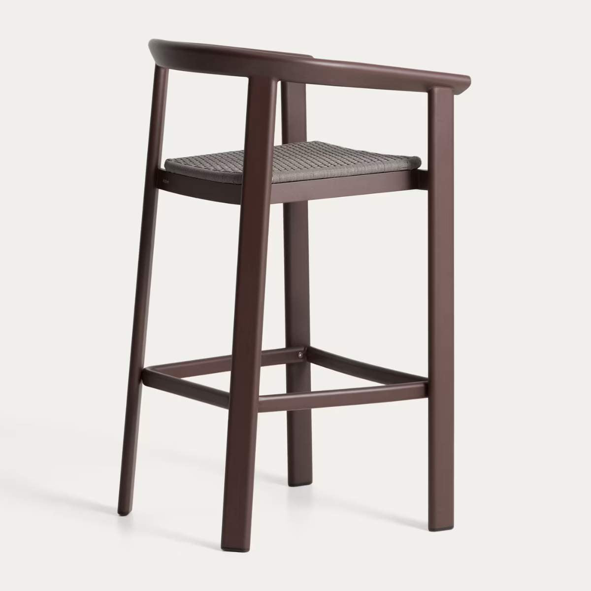 Kave Home Erice stool in aluminium and ecru rope cord 75cm
