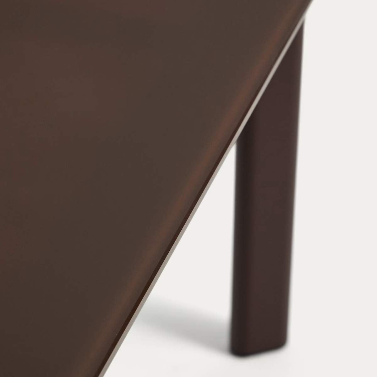 Kave Home Erice oval table in aluminium and ecru tempered glass 230 x 100 cm
