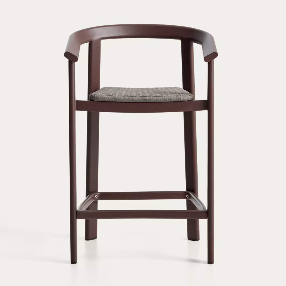 Kave Home Erice stool in aluminium and ecru rope cord 65cm