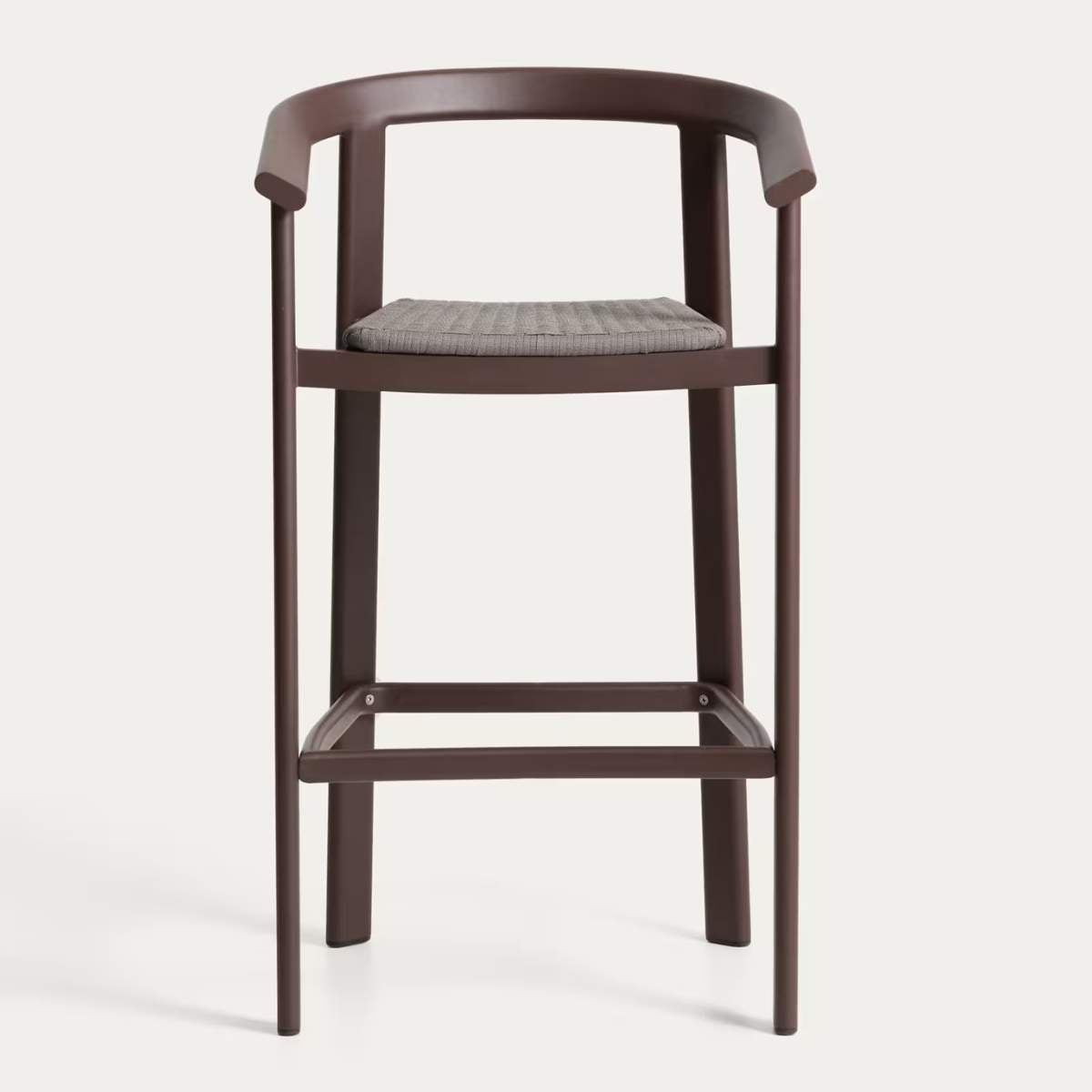 Kave Home Erice stool in aluminium and ecru rope cord 75cm