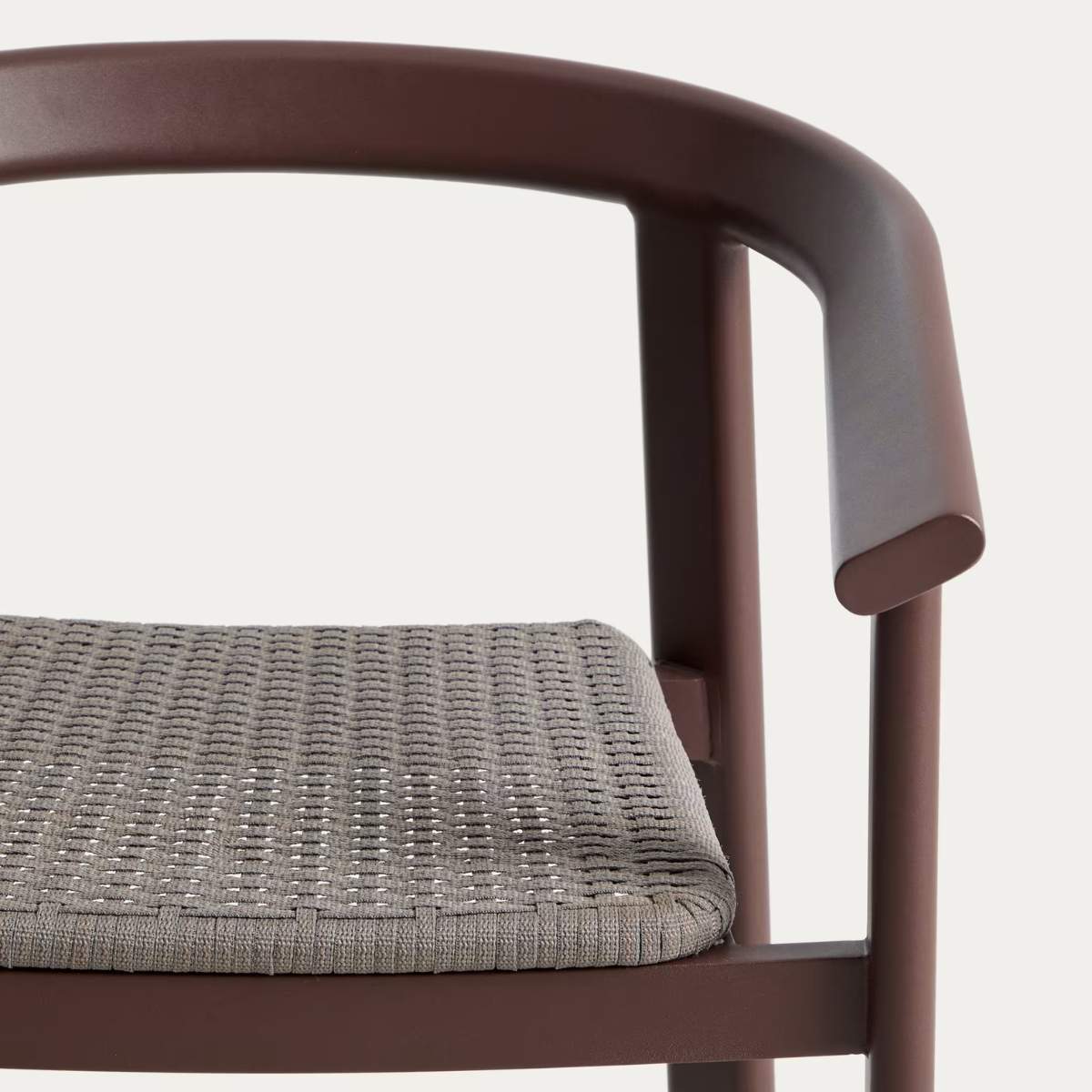 Kave Home Erice stool in aluminium and ecru rope cord 65cm