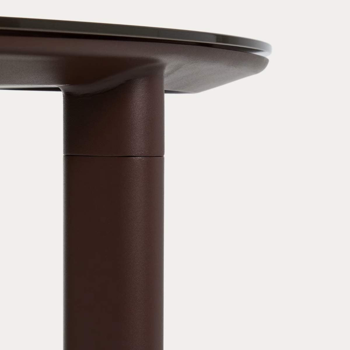 Kave Home Erice oval table in aluminium and ecru tempered glass 230 x 100 cm