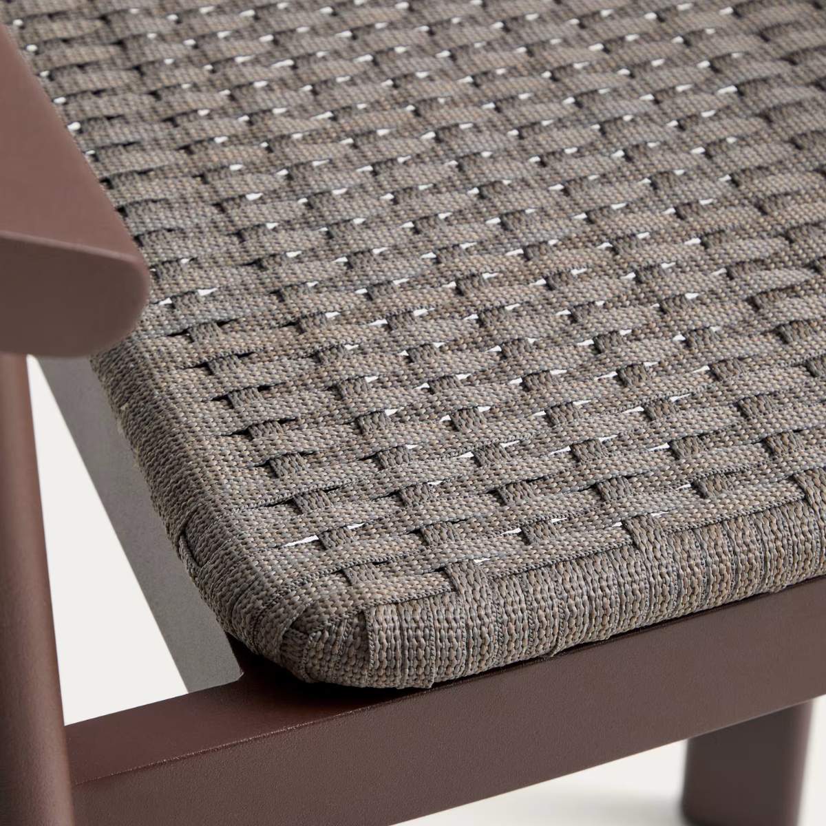 Kave Home Erice stool in aluminium and ecru rope cord 65cm