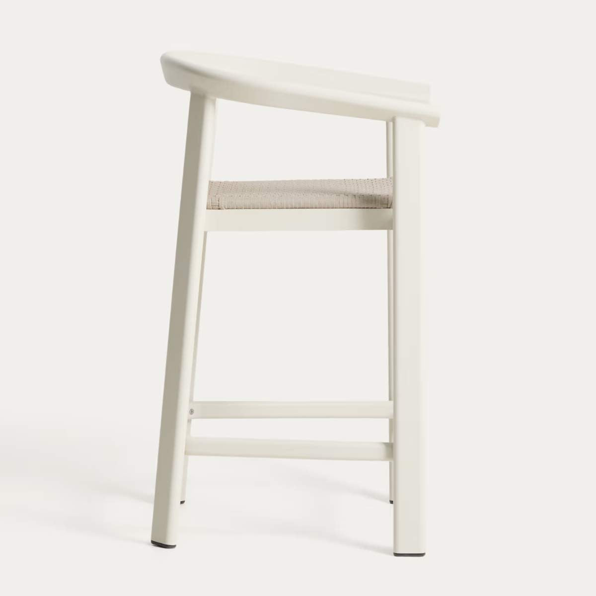 Kave Home Erice stool in aluminium and ecru rope cord 65cm