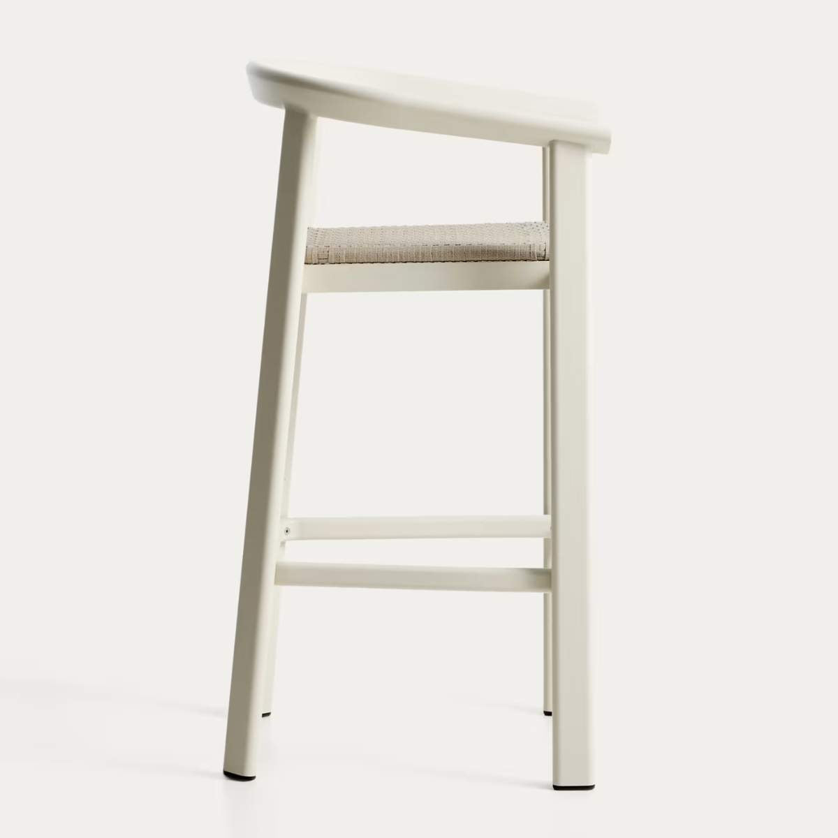 Kave Home Erice stool in aluminium and ecru rope cord 75cm