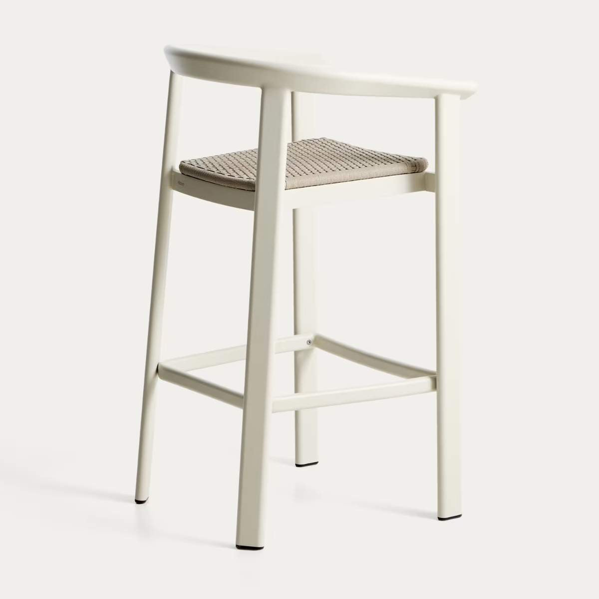 Kave Home Erice stool in aluminium and ecru rope cord 75cm
