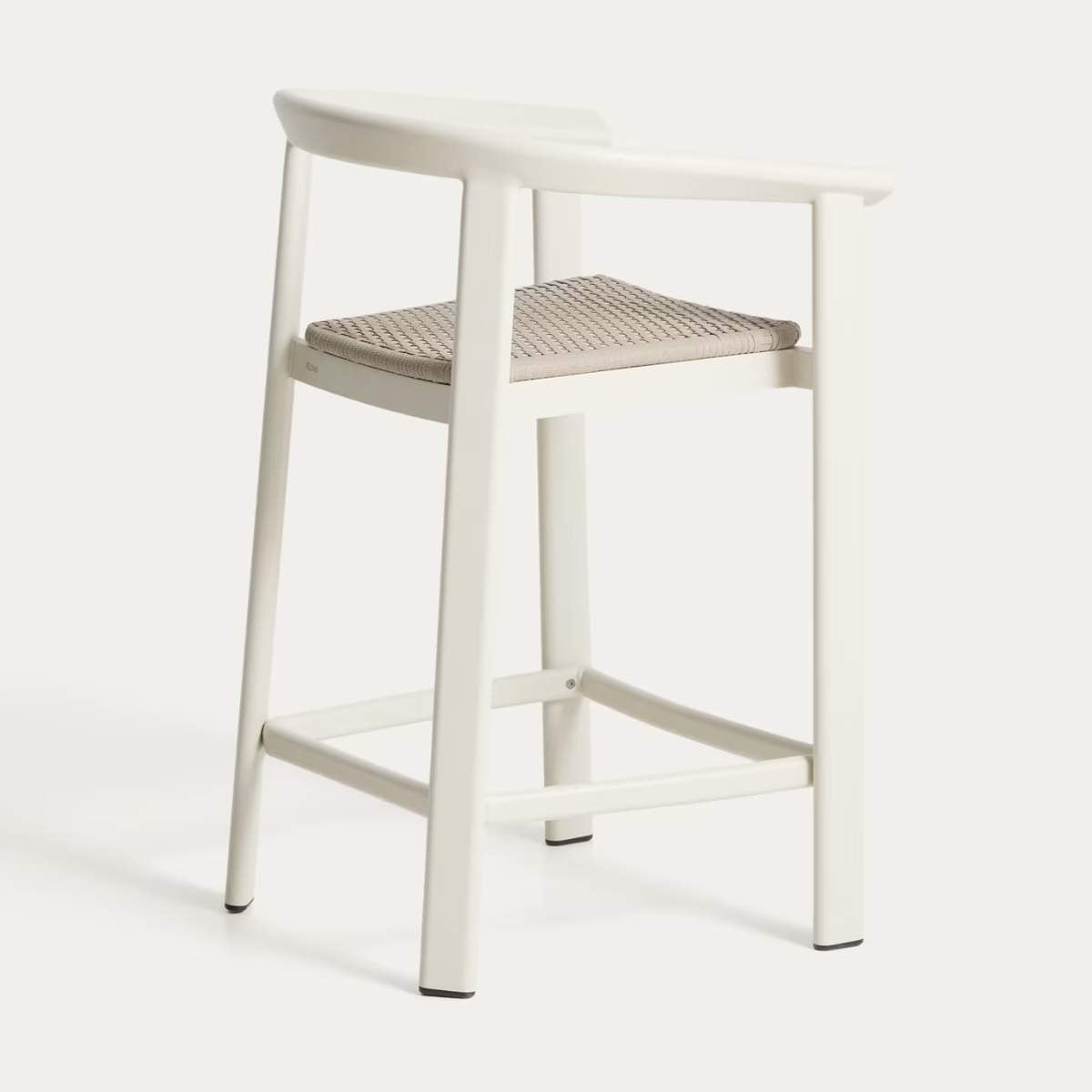 Kave Home Erice stool in aluminium and ecru rope cord 65cm
