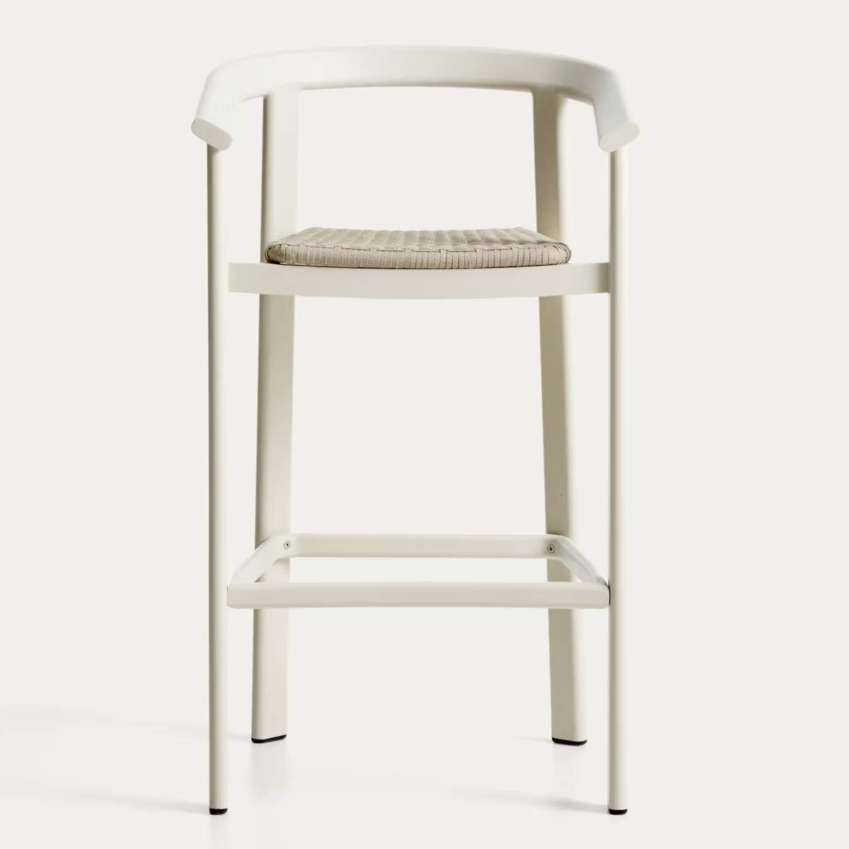 Kave Home Erice stool in aluminium and ecru rope cord 75cm