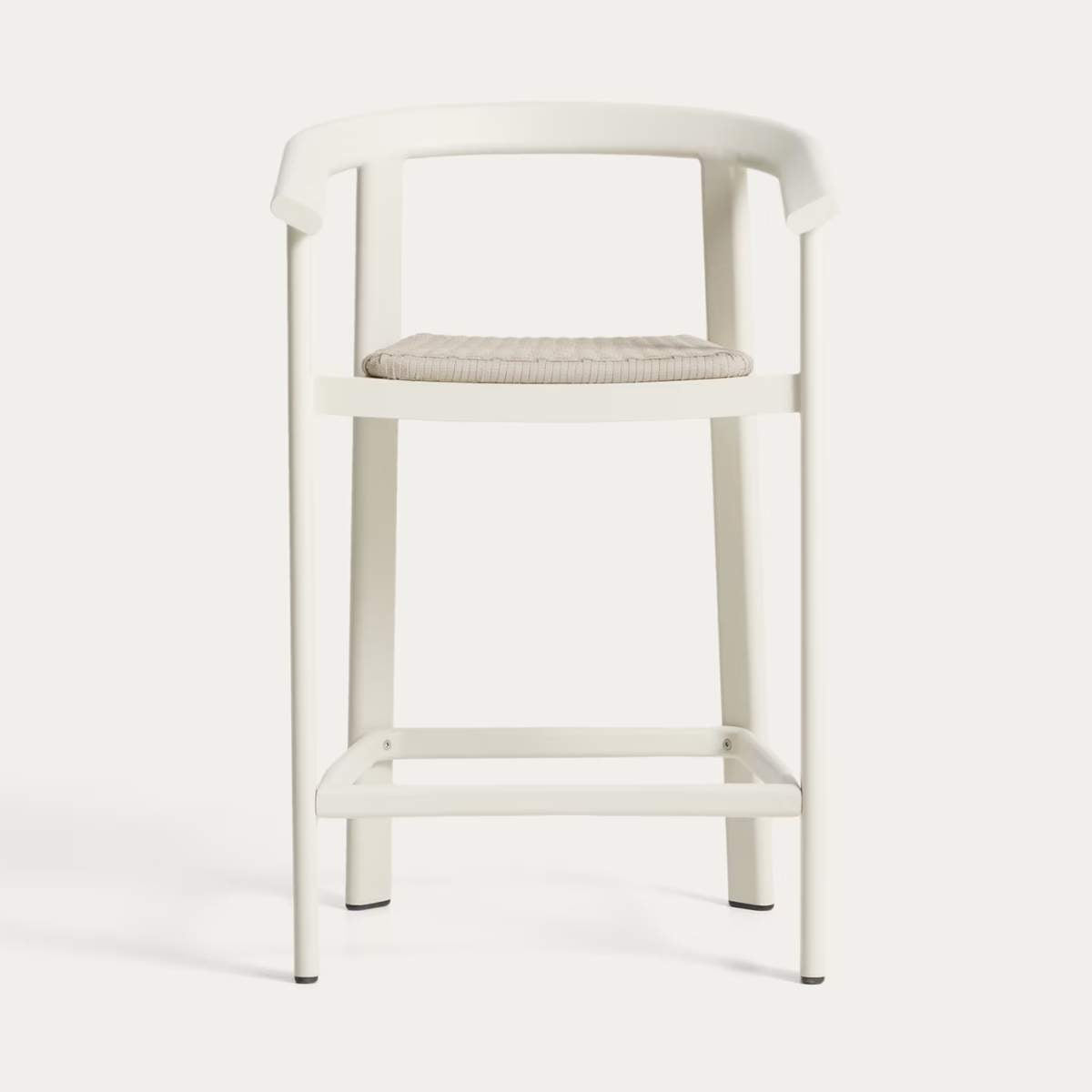 Kave Home Erice stool in aluminium and ecru rope cord 65cm