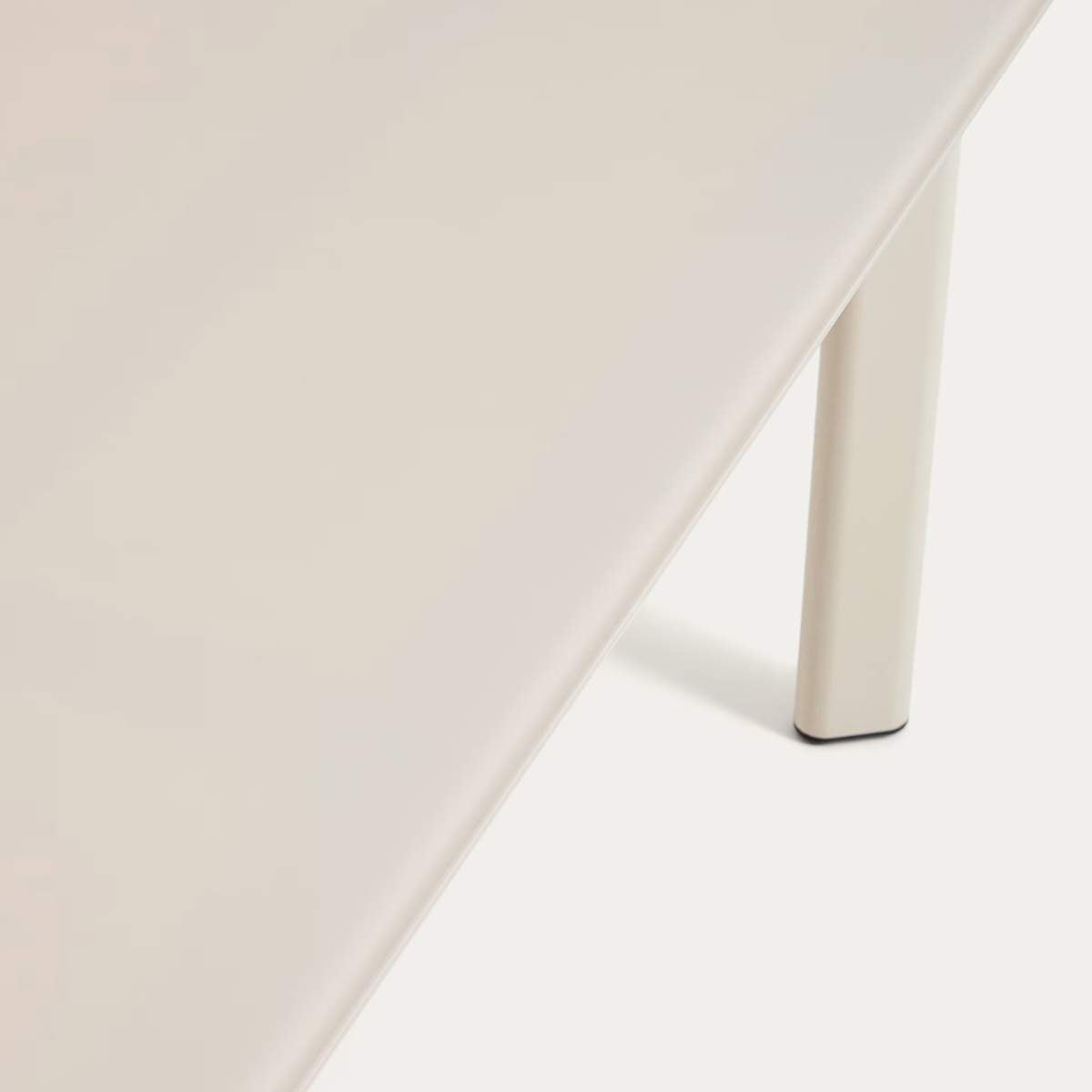 Kave Home Erice oval table in aluminium and ecru tempered glass 230 x 100 cm